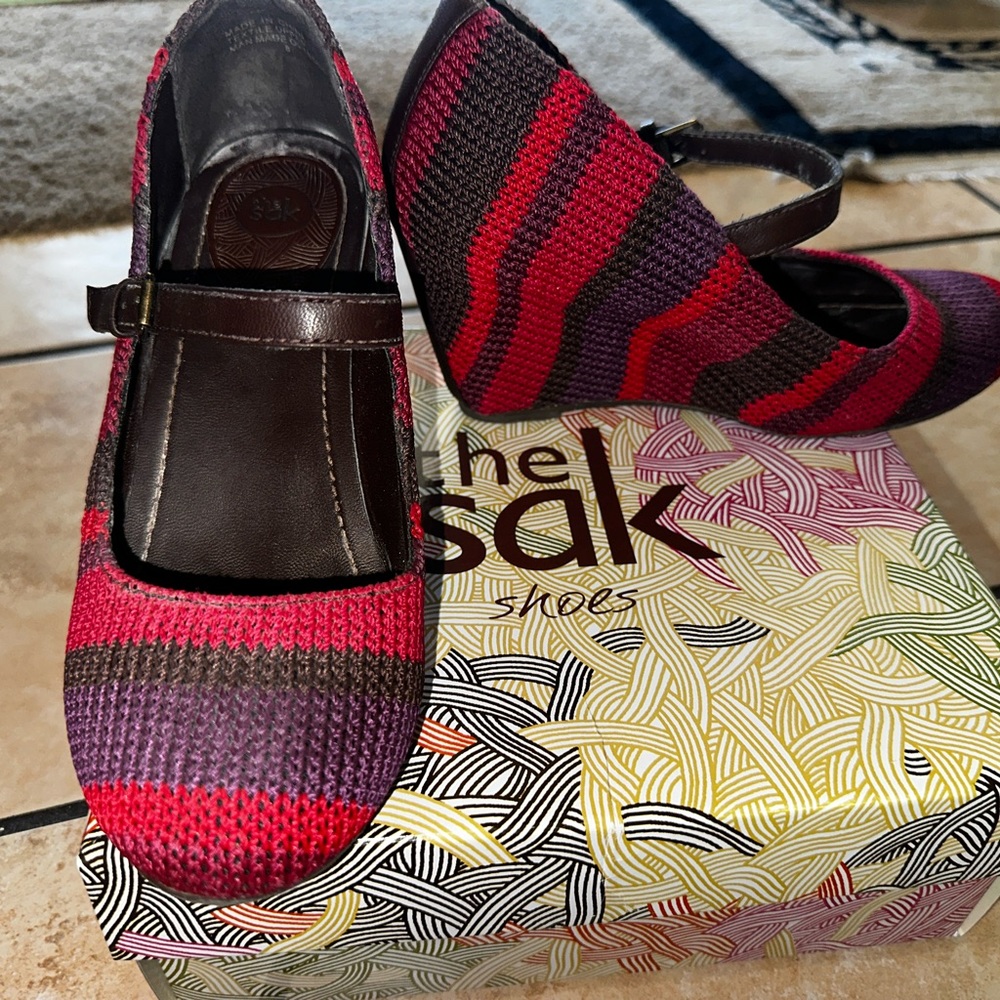 Woven/crochet Mary Jane style wedges